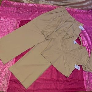 Woman two piece tan beautiful Jumpsuit
